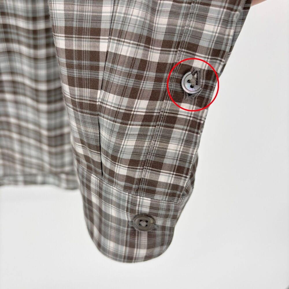 John Varvatos Shirt Large Plaid Long Sleeve Button Up Cotton Double Flap Pockets - Picture 7 of 8